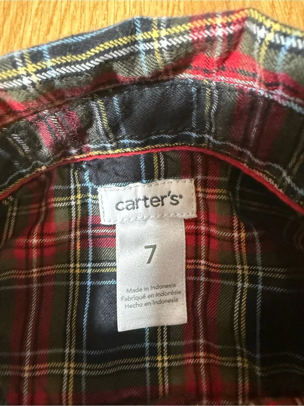 Carter's Boy's Red and Navy Plaid Button-Down Shirt - Size 7